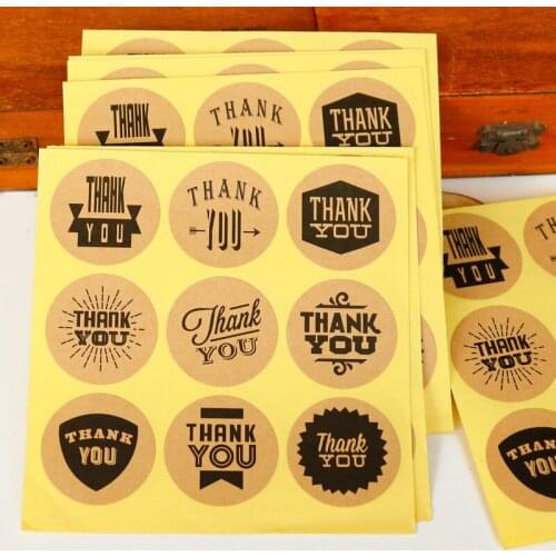 450pcs Retro Thank you Kraft Paper Stickers Creative Round Gift Sticker DIY Party Decoration Bakery Packaging Seal Sticker