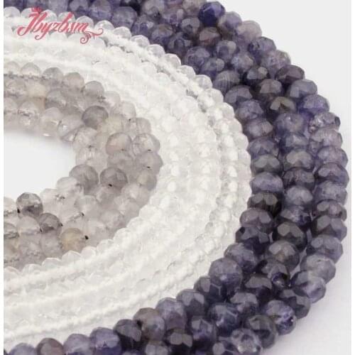 4x6mm,4x7mm Faceted Rondelle Quartz Natural Stone Beads For DIY Necklace Bracelet Jewelry Making Spacer Strand 15",Free Shipping