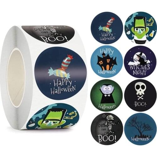 50-500pcs 1 inch Halloween Pumpkin Decor Labels Adhesive Sticker For Gifts sealing Handmade Envelope DIY Stationery Stickers