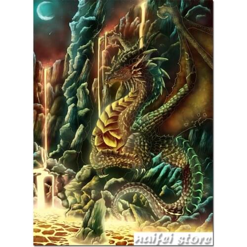 5D Diamond Painting Dragon Volcanics Mosaic Rhinestone Kits Handmade Needlework DIY Diamond Embroidery puzzle Decor large