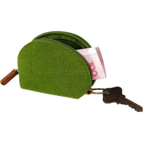 70PCS / LOT Women Zipper Pure Colors Mini Coin Wallet Hand Key Storage Bag Felt Change Purse