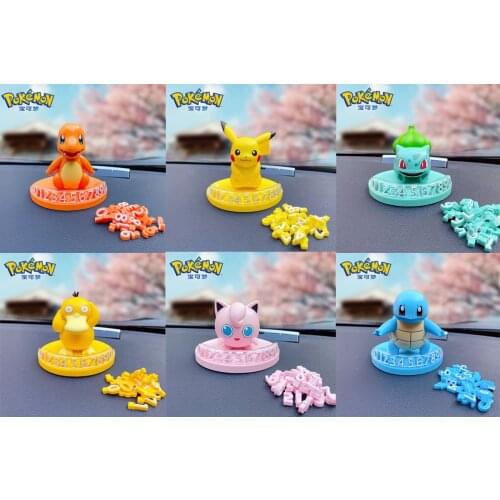 6 Types Anime Figure Cake Decoration Pokemones Action Figure Toys Car Temporary Stop Sign Digital Number