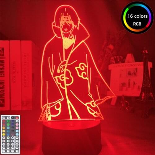 Anime Naruto Led Night Light for Bedroom Decor Uchiha Itachi Figuras Colorful Nightlight 3d Lamp Manga Naruto Gift Lampara