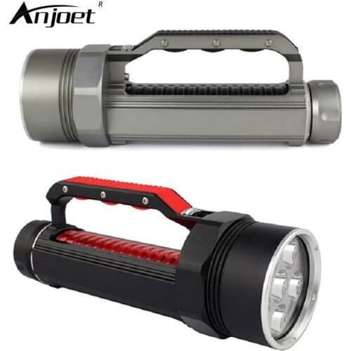 ANJOET Portable lighting Super bright Lantern Silver/Black Underwater Flashlight 6000LM 6*XM-L2 LED Waterproof Diving lamp