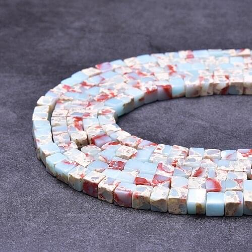 Asingeloo 15.5' Square Natural Emperor Stones Beads for Jewelry Making Diy Bracelets and Necklace Making Accessories