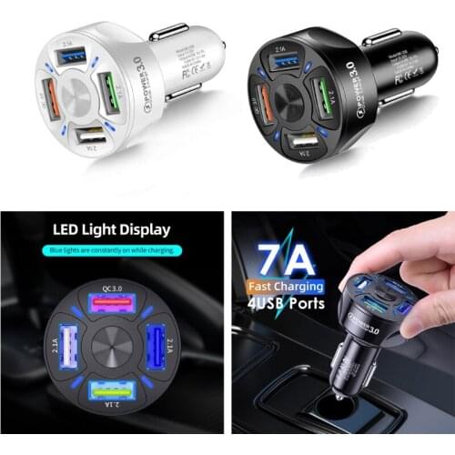 4 Ports 3 USB Car Charger Quick Charge 3.0 Universal Fast Charging in car 4 Port Q39F
