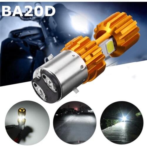 BA20D LED COB Motorcycle Bike Hi/Lo Headlight Lamp Bulb 6500K WhiteDC12-24V