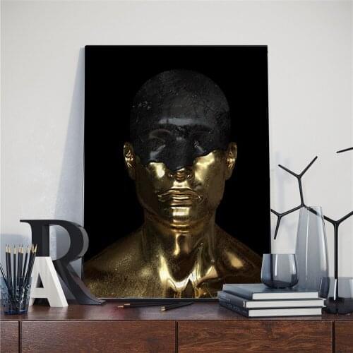 Black and Gold Man Nude African Art Sexy Canvas Paintings on the Wall Art Nordic Poster and Prints Picture for Living Room Decor