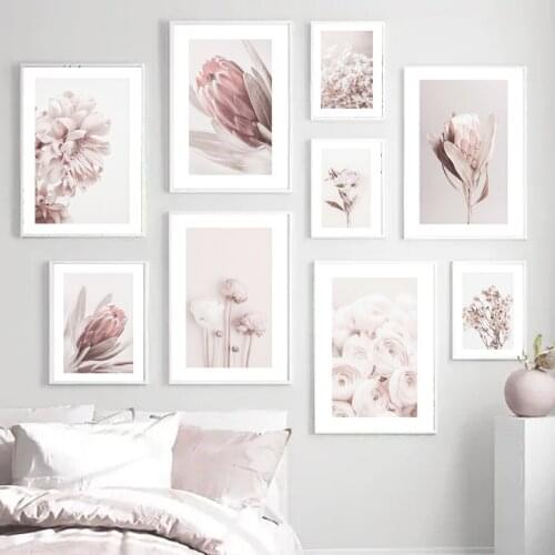 Blooming Flower Rose Floral Peony Pastel Nordic Poster Protea Wall Art Print Canvas Painting Decoration Pictures for LivingRoom