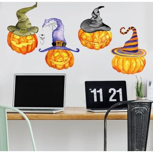 Halloween Decorative Wall Sticker Pumpkin Lamp Toilet Stickers Childrens Room Living Room DIY Murals