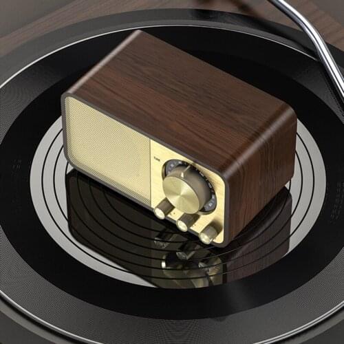 Wooden Bluetooth Speaker Retro Classic Soundbox HIFI Stereo Surround Super Bass Subwoofer AUX FM Radio Sound System for Computer
