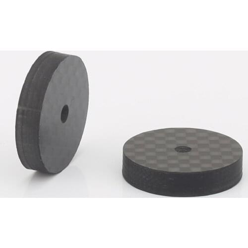 Hifi 4pcs 25x5mm Black Carbon Fiber Speaker Isolation Spike Base Pad Shoe Feet