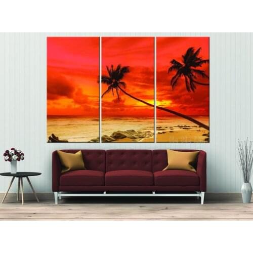 Sunset Oil Painting Beach Oil Canvas Engraving Interior Art Decoration