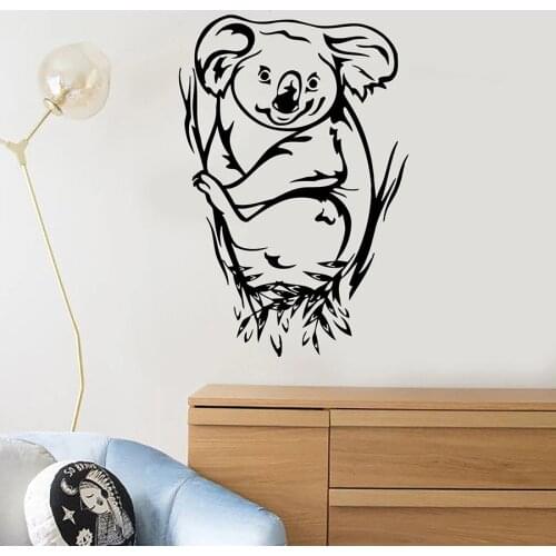 Koala Wall Stickers Bamboo Cute Animal Vinyl Window Glass Decal Kids Bedroom Baby Room Nursery Interior Decor Art Mural S1422