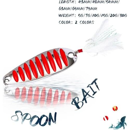 KoKossi 1PCS 5g/7g/10g/15g/20g/30g Fishing Hard Lure Metal Spoon Artificial Sequins Bait Sinking Long Shot Fishing Baits Tackle