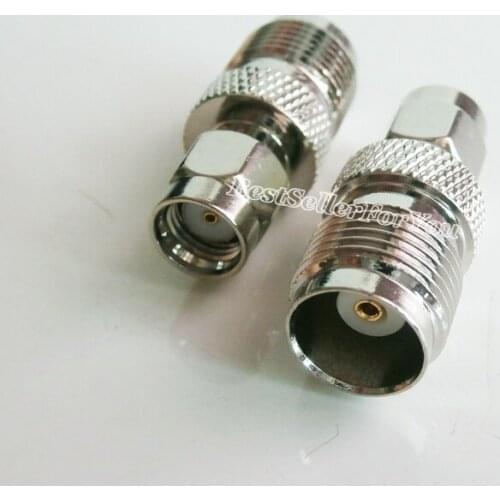 1Pcs Connector TNC Female To RP SMA Male RPSMA Plug Straight Adapter Connector Wireless Router Antenna Nickle