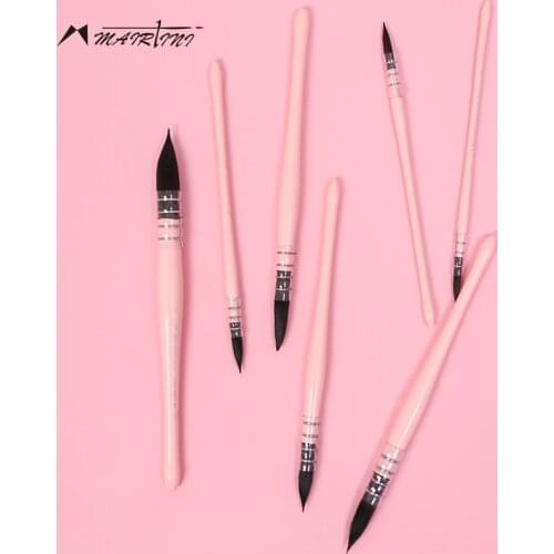 Martini SS91 Pink Fat Man 7 Pen Types Watercolor Brush Mixed Squirrel Hair Professional Watercolor Pen Paving Hook Line Pen
