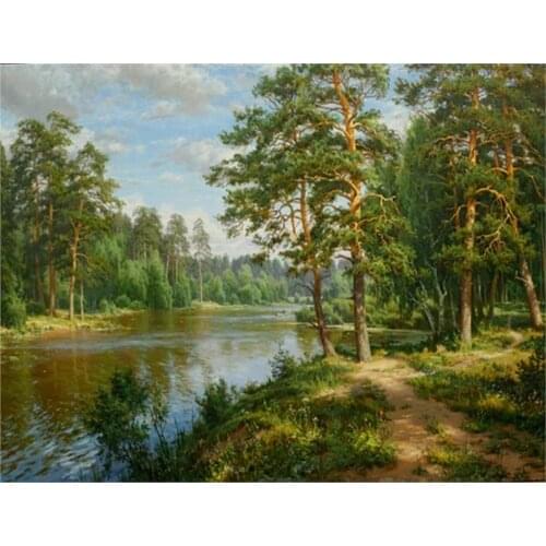 MM 14/16/18/28 CROSS STITCH Full Round Drill 5D DIY Diamond Painting "Landscape tree" 3D Embroidery Cross Stitch