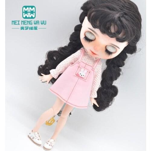 Blyth clothes Fashion cartoon strap dress black, pink, yellow for 28-30cm Azone OB23 OB24 doll accessories