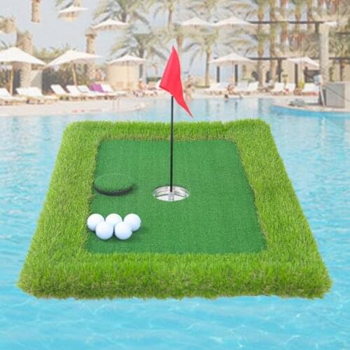 Swimming Pool Golf Game Set Floating Golf Mat With Ball Tee Cup Flag Set Golf Artificial Turf Mat Golf Practice Hitting Mat Sets