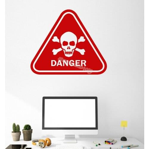 Danger Warning Sign wall Stickers Skull Bones Decal Home Decor High-voltage building Dangerous goods Sticker Art wallpaper EA146