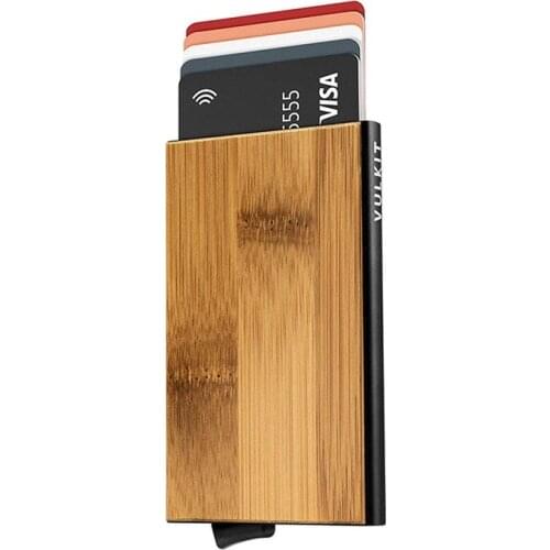 Anti-theft brush metal card package men stainless steel ultra-thin anti-degaussing RFID shielding anti-nfc bank card holder