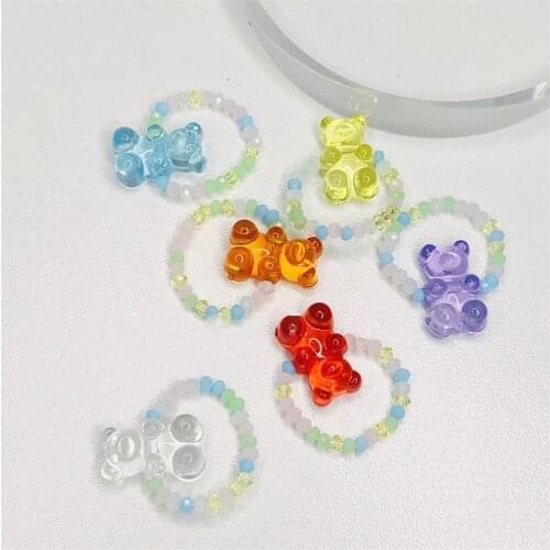 Summer Fruit Butterfly Transparent Resin Acrylic Ring Ladies Girls New White Metal Heart-shaped Drop Oil Finger Jewelry Gift