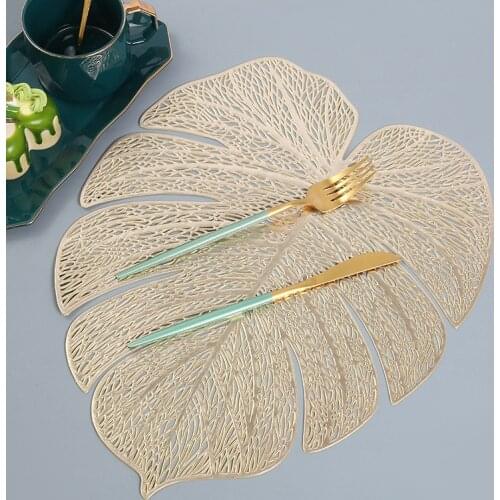 PVC Hollow Turtle Leaf Placemat Nordic Style Coaster Pads Restaurant Decoration Cup Mats Table Placemats Home Decor Meal Mat