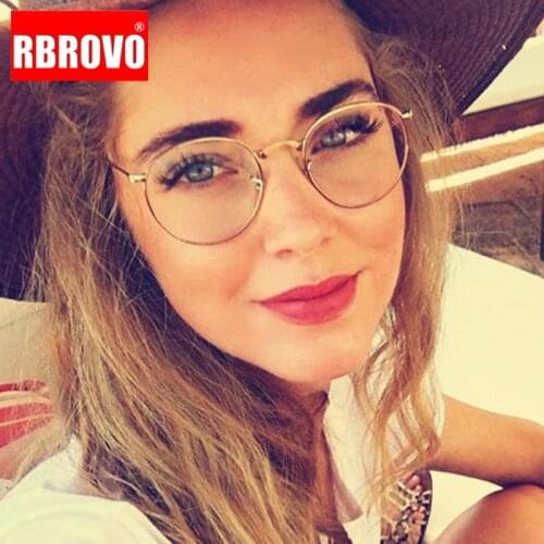 RBROVO 2021 Round Glasses Frame Women Vintage Glasses Women Clear Lens Eyeglasses Frames Women/Men Metal Lentes De Lectura Mujer