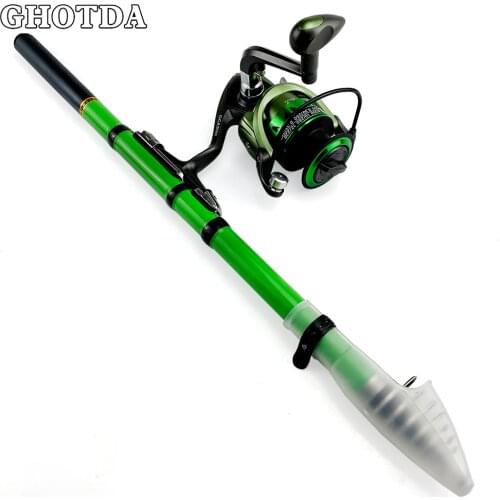 Carbon Fiber Spinning Fishing Rod and 14BB Fishing Reel Combo Telescopic Mini Fishing Pole Spinning Reel Kit