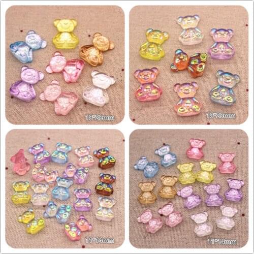 Mix Colors Cute Resin Glitter Big/Small Bear Flatback Cabochon DIY Home Decoration Craft Hair Clip Scrapbooking