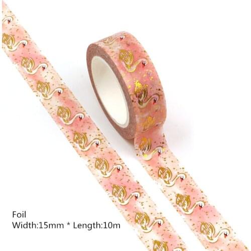 10PCS/lot 15MM*10M Foil Pink Swan Decorative Washi Tape Scrapbooking Masking Tape School Office Supply washi tape