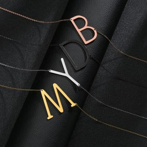 2021 New Minimalist Metal Gold Silver Rose Gold 316L Stainless Steel 26 Letter A-Z Necklace Womens Wedding Valentines Day Gift