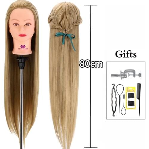 31" 81cm 100% High Temperature Firber Hair Doll Heads Nice Hairdressing Training Head Nice Dummy Hairdresser Mannequin Head