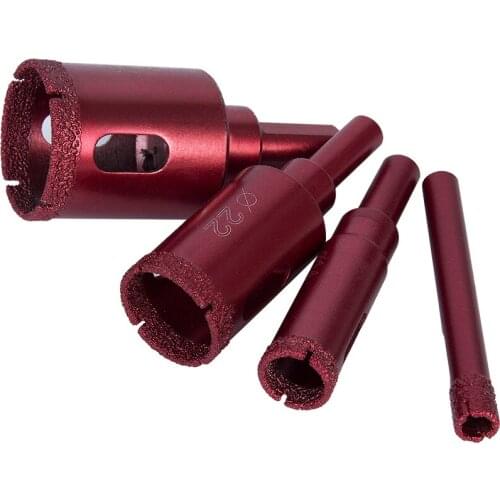 4pcs Diamond Drill Bits 8/14/22/30mm Hollow Core Drill Bit Red Coated Diamond Hole Saw Drill Bits for Ceramic Tile Glass