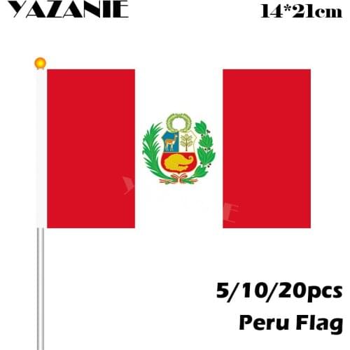 YAZANIE 14*21cm 5/10/20pcs Peru Hand Flag Peru Waving National Flag Free Shipping for World Cup Decorative Polyester Activities
