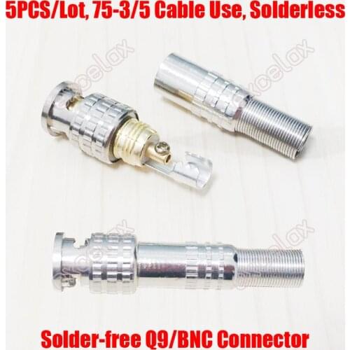 5PCS/Lot Solder Free Q9 Male BNC Coupler Connector Welding-free for Coaxial CCTV Video Surveillance Signal Transmission