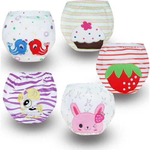 5 Pack Gfit Baby Kids Infant Cotton Potty Training Pants Waterproof Diaper Nappy Panties Cute underwear Reusable Learning Pants