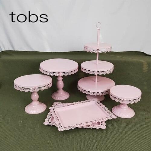 6PCS CUPCAKE PARTY CRYSTAL DECORATING SUPPLY WEDDING SET DISPLAY PINK CAKE STAND