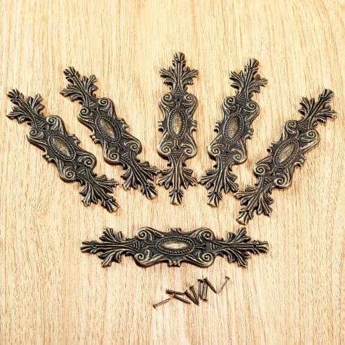 6pcs/lot Decorative Corners Bracket Retro applique Antique Bronze Box Feet Leg Protectors Furniture Fittings hardware Iron 10cm