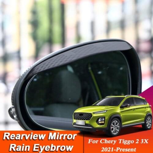 Car-styling For Chery Tiggo 2 3X 2021-Present Carbon Fiber Rearview Mirror Eyebrow Rain Shield Anti-rain Cover External Sticker
