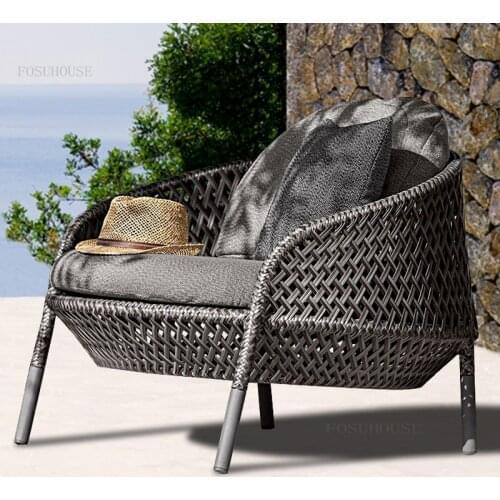Household Furniture Hotel Single Sofa Outdoor Balcony Apartment Rattan Chair Designer Courtyard Garden Coffee Shop Leisure Sofas