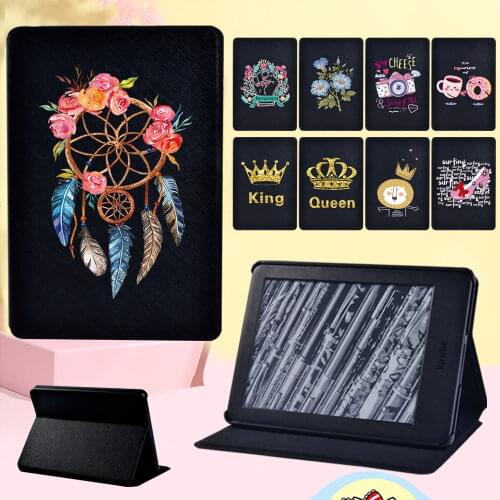 Case for Amazon Kindle EReader Kindle (10th/8th Gen)/Paperwhite 1 2 3 4 Anti-Drop Print Pattern Leather Tablet Case + Stylus