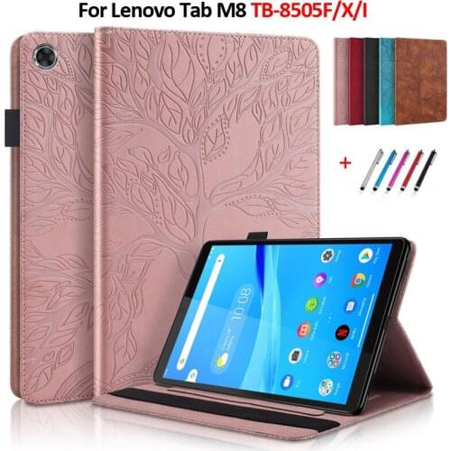 For Lenovo Tab M8 Case TB-8505F TB-8505X TB-8505I Embossed Tree PU Leather Wallet Tablet Funda For Lenovo Tab M8 M 8 8.0 inch