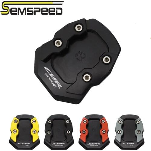 CNC with CBR500R logo 13-15 Kickstand Side Stand Pad For Honda CBR 500R 2013 2014 2015 Motorcycle Kickstand Sidestand Plate Pads