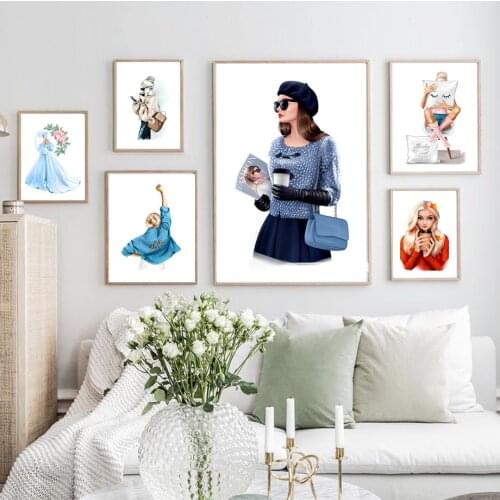 Flower Coffe Fashion Career Lady Wall Art Canvas Painting Nordic Posters And Prints Wall Pictures For Living Room Home Decor