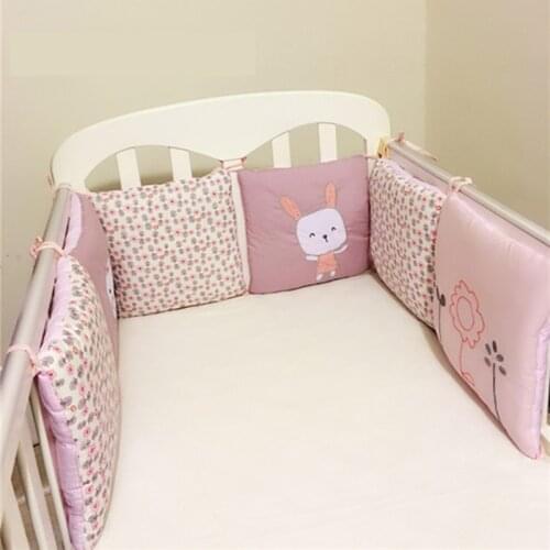 6Pcs/Pack Infant Crib Breathable Bumper Bed Protector Baby Nursery Bedding Rabbit Bumpers Baby Bed Bumper Bed Protector