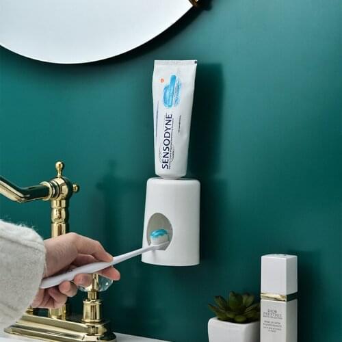 Toothpaste Dispenser non-toxic Wall hanger Mount Dust-Proof Toothpaste Squeezer quick take straw toothpaste rack bathroom