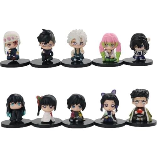 Demon Slayer Anime Figurine Kanroji Mitsuri Uzui Tengen Tokitou Muichirou Sitting Figure Kimetsu No Yaiba Figures Model Toys