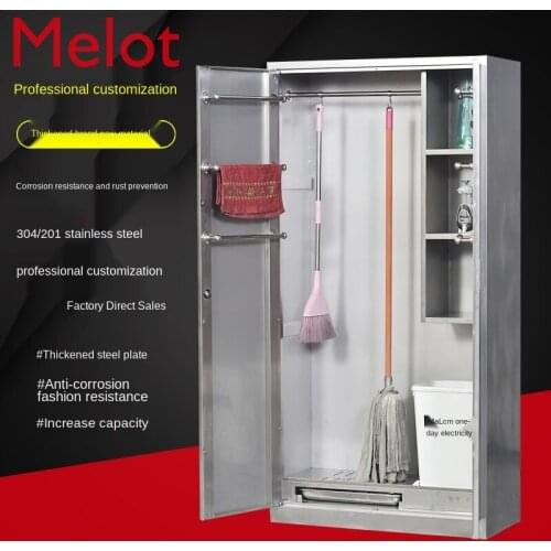Customized Stainless Steel Cleaning Cabinet Bathroom Cleaning Single and Double Door Sweeping Tool Storage Storage Organization